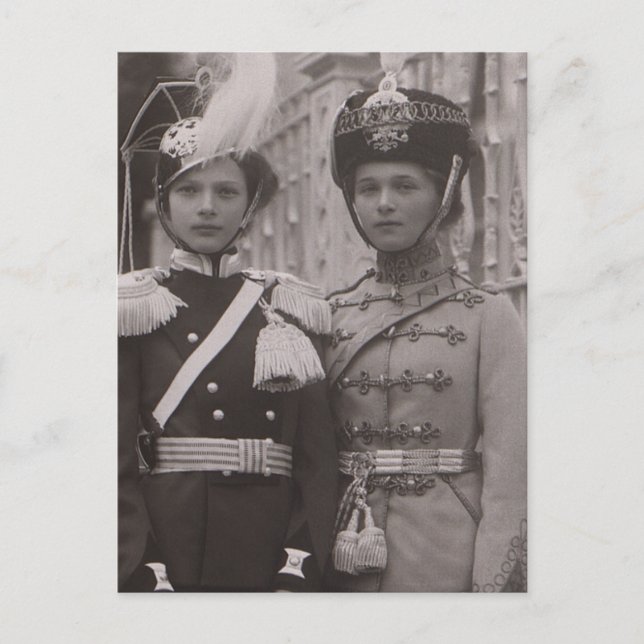 Grand Duchesses Olga & Tatiana in uniform #1 Postcard (Front)