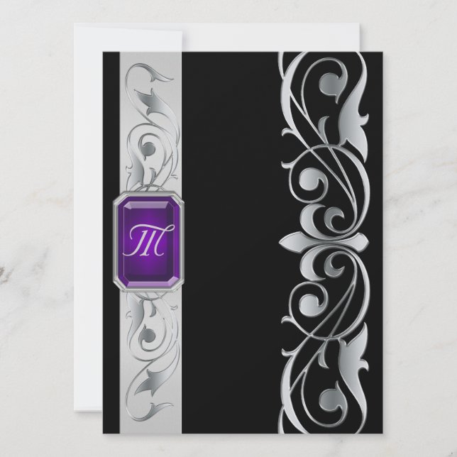 Grand Duke Purple Jewel Silver & Black Invitation (Front)