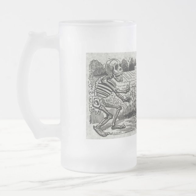 Grand electric skull frosted glass beer mug (Left)
