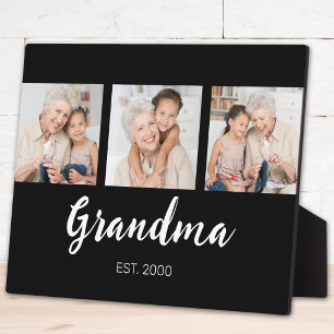 Grand Established Modern Script Black 3 Photo Plaque