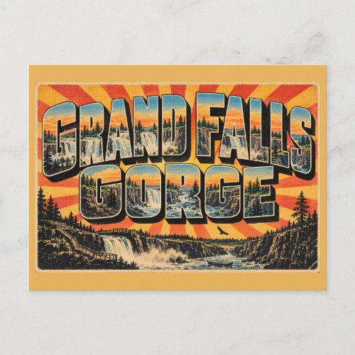 Grand Falls Gorge NB Waterfall River Gorge Art Postcard