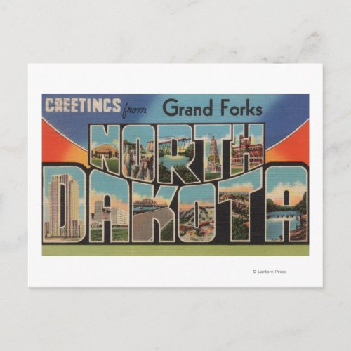 Grand Forks North Dakota _ Large Letter Postcard