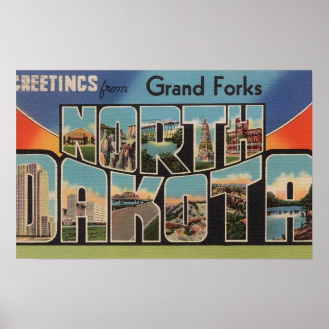 Grand Forks, North Dakota - Large Letter Poster (Front)