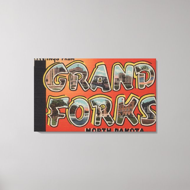 Grand Forks, North Dakota - Large Letter Scenes Canvas Print (Front)