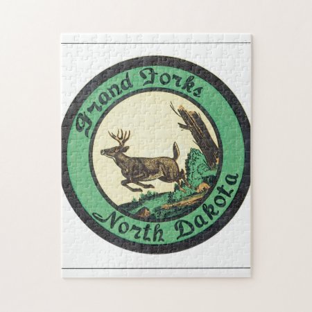 Grand Forks North Dakota Vintage Travel Poster Jigsaw Puzzle