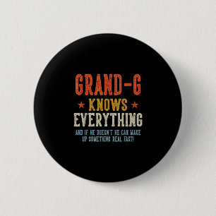 Grand-g knows everything father's day retro button