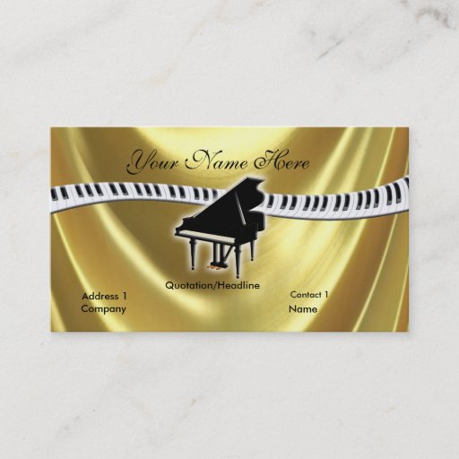 Customizable Grand Gold Piano and Keyboard Business Card