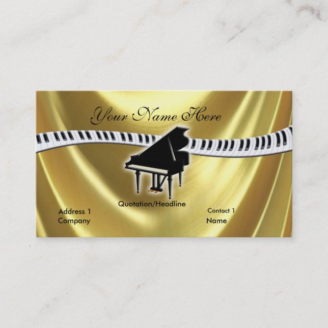 Grand Gold Piano and Keyboard Business Card (Front)