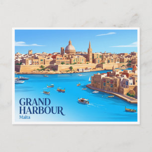 Grand Harbour Valletta Malta Postcard