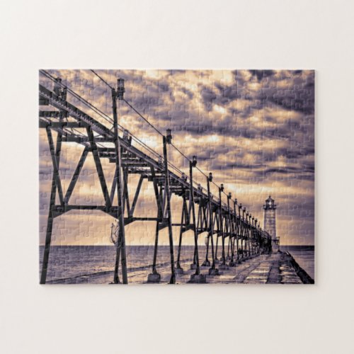 Grand Haven lighthouse and pier Grand Haven Jigsaw Puzzle