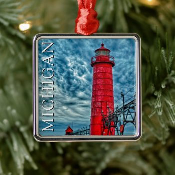 Grand Haven Lighthouse | Michigan Metal Ornament by tothebeach at Zazzle