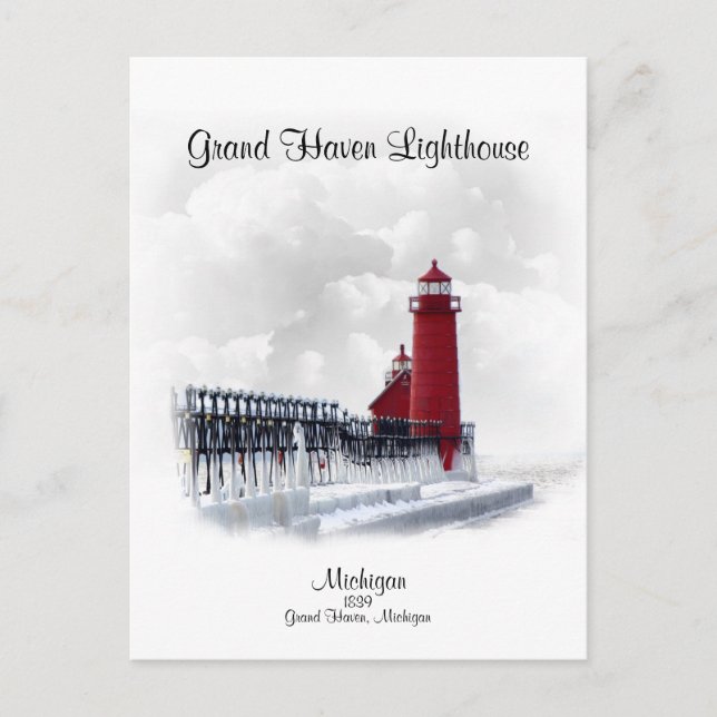 Grand Haven Lighthouse- Michigan Postcard (Front)