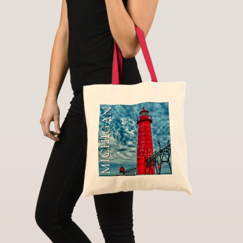 Grand Haven Lighthouse  Michigan Tote Bag