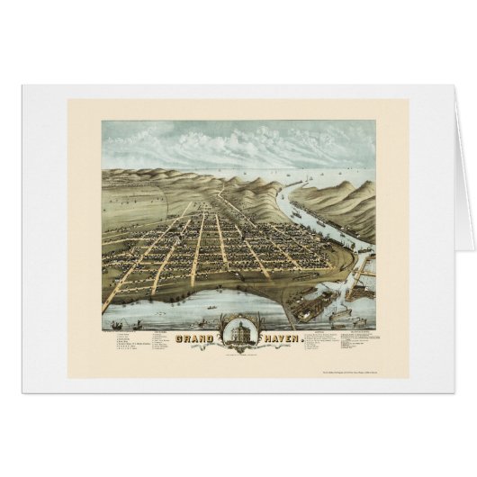 Grand Haven, MI Panoramic Map - 1874 Cards (Front Horizontal)
