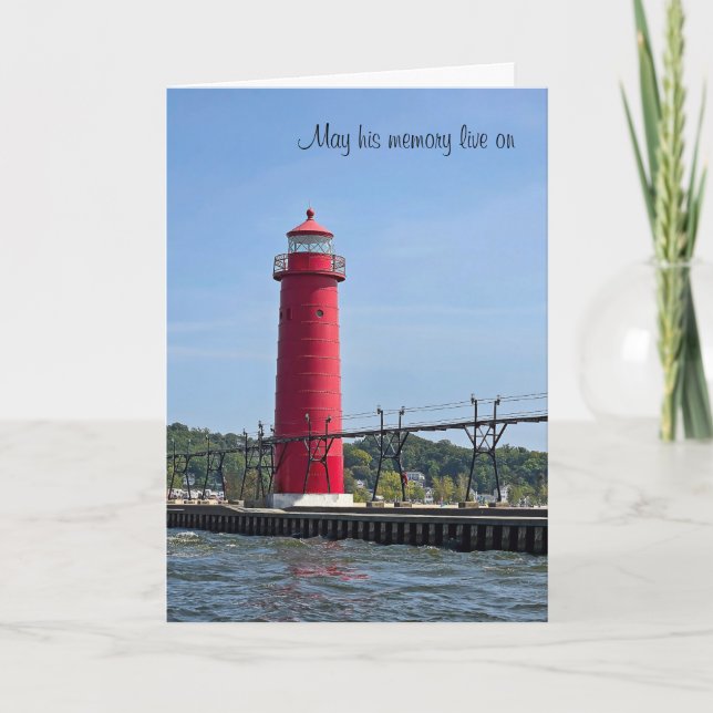Grand Haven Michigan Lighthouse Sympathy Card (Front)