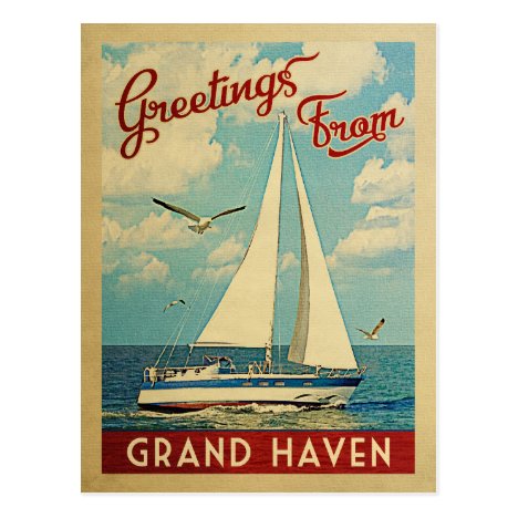 MAGNET Greetings From Photo Magnet GRAND HAVEN Michigan 1930s Travel 