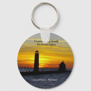 Grand Haven South Pierhead Lights sunset key chain
