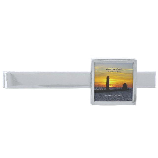 Grand Haven South Pierhead Lights sunset tie bar (Front)