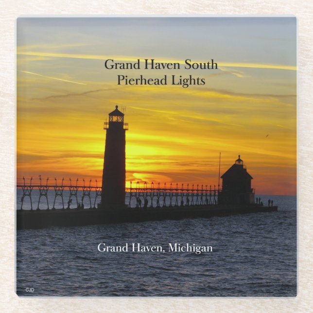 Grand Haven South Pierhead Lights sunsetW coaster (Front)