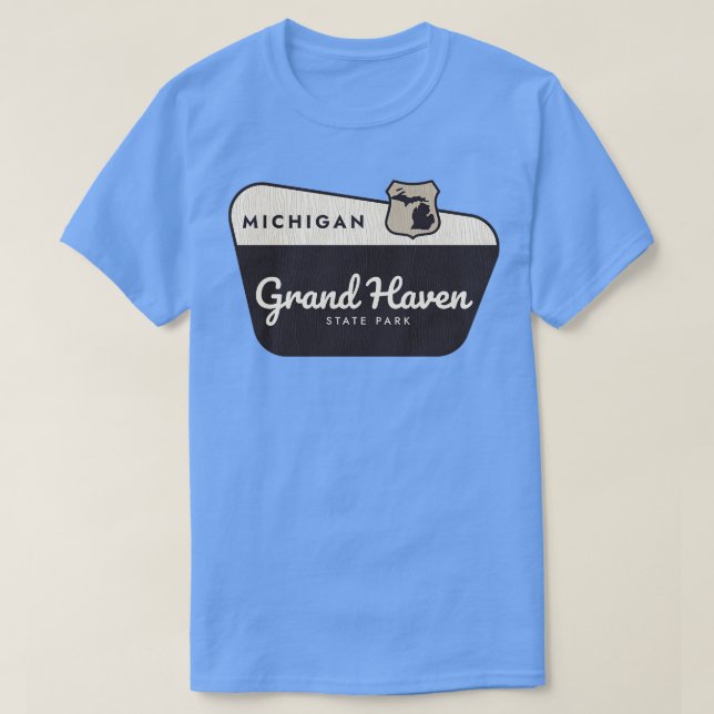 Grand Haven State Park Michigan Welcome Sign T-Shirt (Design Front)
