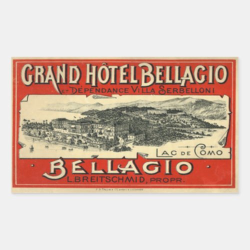 Grand Hotel Bellagio Rectangular Sticker