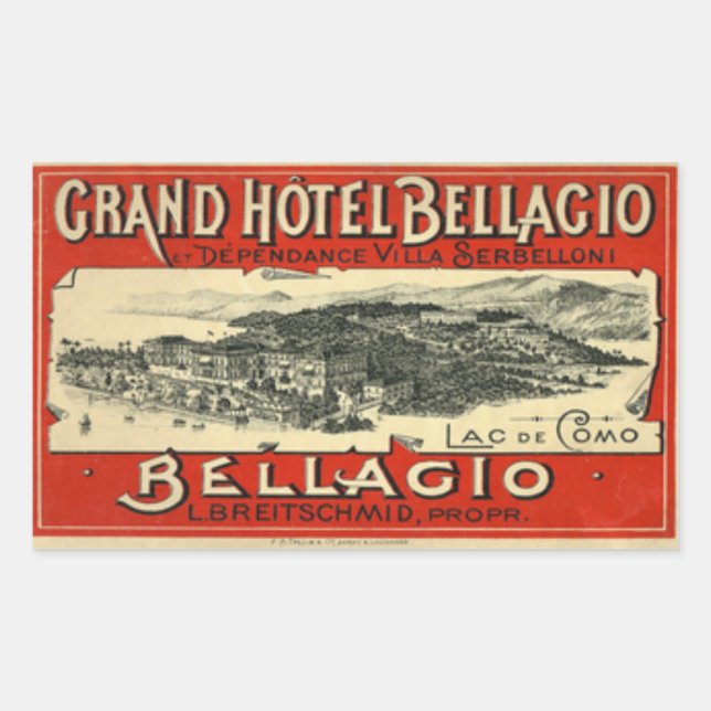 Grand Hotel Bellagio Rectangular Sticker (Front)