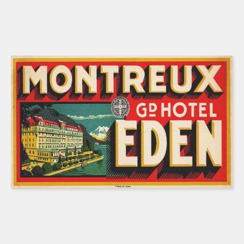 Grand Hotel Eden Montreux France Rectangular Sticker