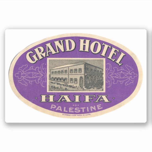 Grand Hotel Haifa Palestine Sticker (Front)