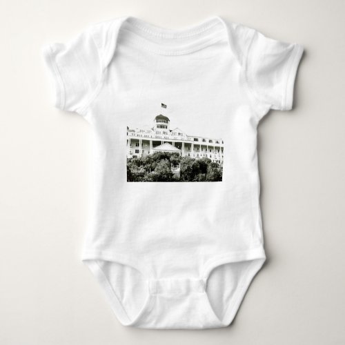 Grand Hotel Mackinac Island black and white Baby Bodysuit