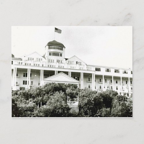 Grand Hotel Mackinac Island black and white Postcard