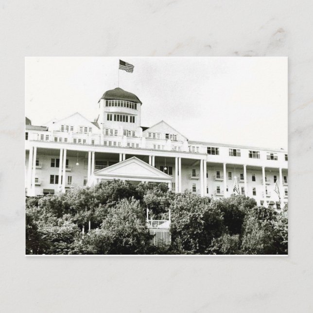Grand Hotel, Mackinac Island, black and white Postcard (Front)
