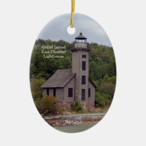 Grand Island East Channel Lighthouse oval ornament