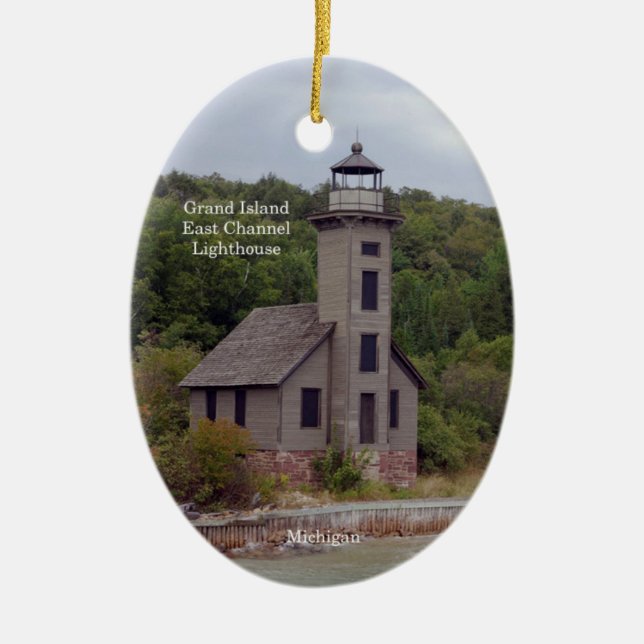 Grand Island East Channel Lighthouse oval ornament (Front)