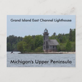 Grand Island East Channel Lighthouse Postcard by YooperLove at Zazzle