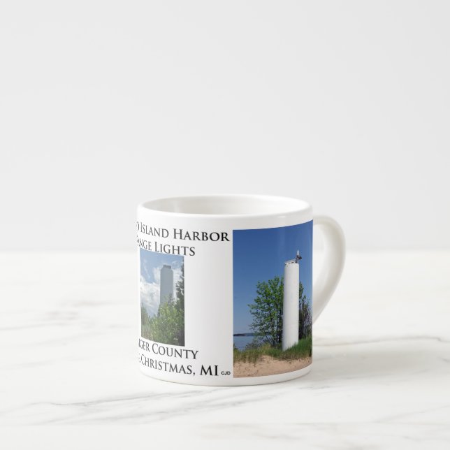 Grand Island Harbor Range Lights espresso mug (Front Right)