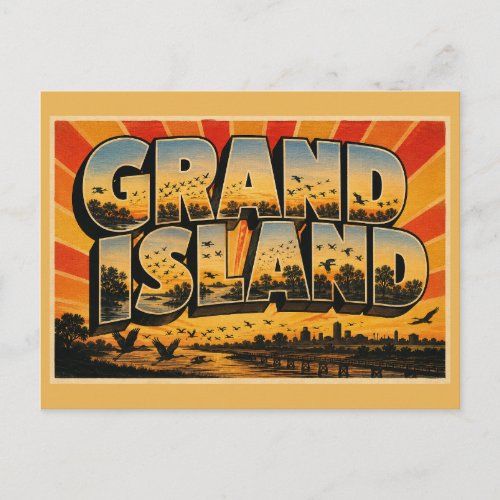 Grand Island Nebraska Platte River Crane Art Postcard