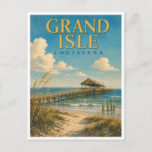 Grand Isle Louisiana Fishing Pier GeoSaga Postcard