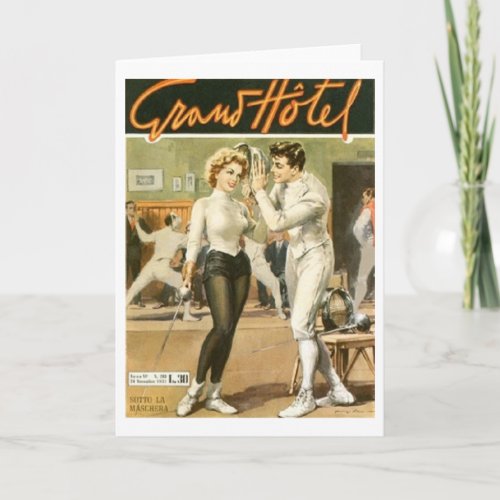 Grand Italian Hotel Fencing Ad Fencing Note Card