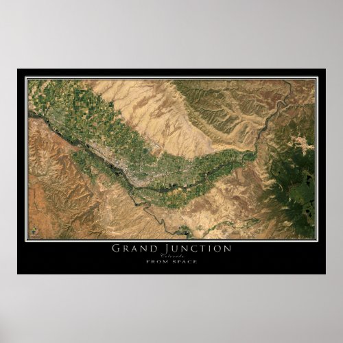 Grand Junction Colorado From Space Satellite Map Poster