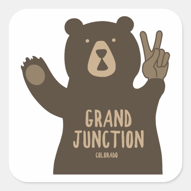 Grand Junction Colorado Peace Bear Square Sticker (Front)