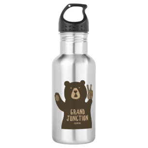 Grand Junction Colorado Peace Bear Stainless Steel Water Bottle