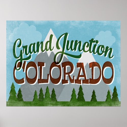 Grand Junction Colorado Snowy Mountains Poster