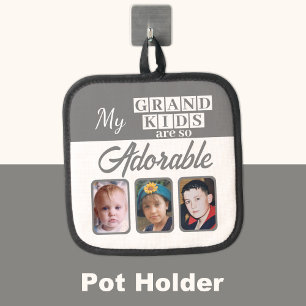 Grand kids so adorable 3 photo grey pot holder
