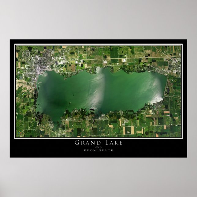 Grand Lake Celina Ohio Satellite Poster Map (Front)