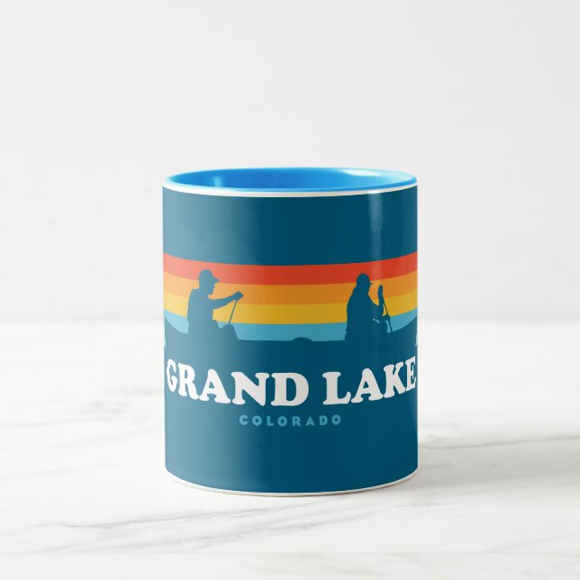 Grand Lake Colorado Canoe Two-Tone Coffee Mug (Center)