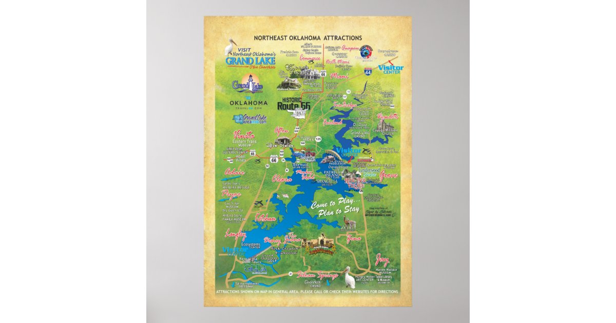 Grand Lake OK attractions map 19 Poster | Zazzle.com