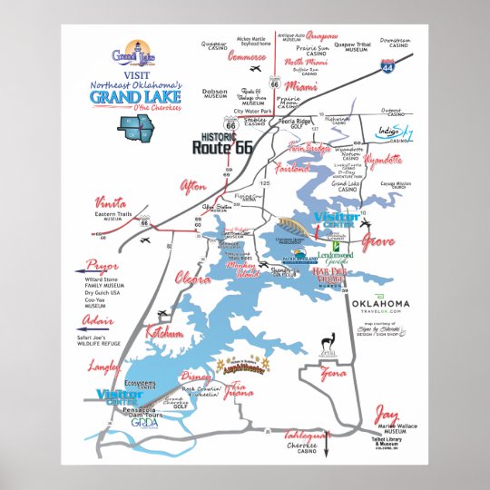 grand-lake-ok-dimensional-map-19-poster-zazzle