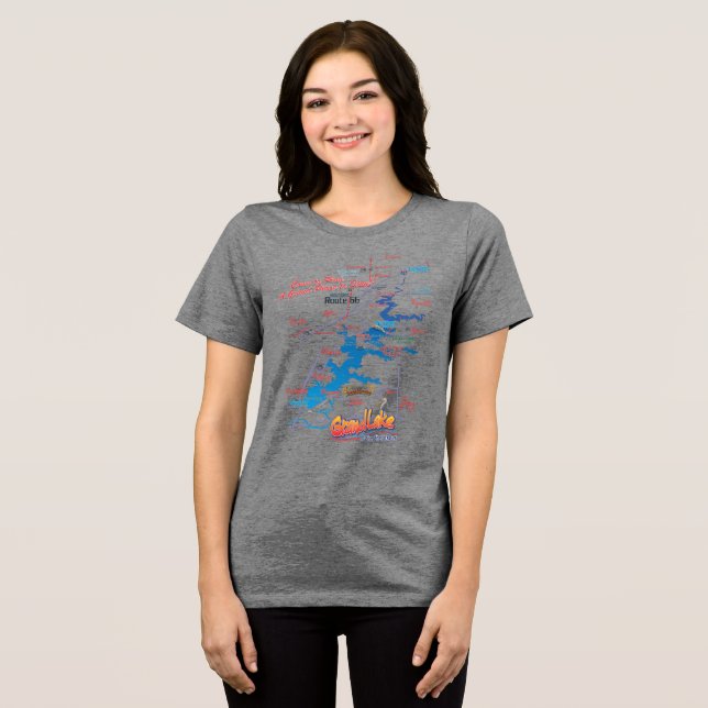 Grand Lake OK Map tee (Front Full)