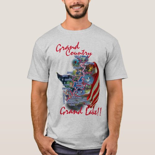 Grand Lake OK Map tee