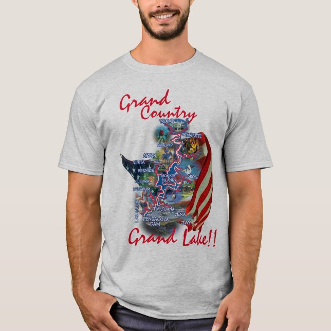Grand Lake OK Map tee (Front)